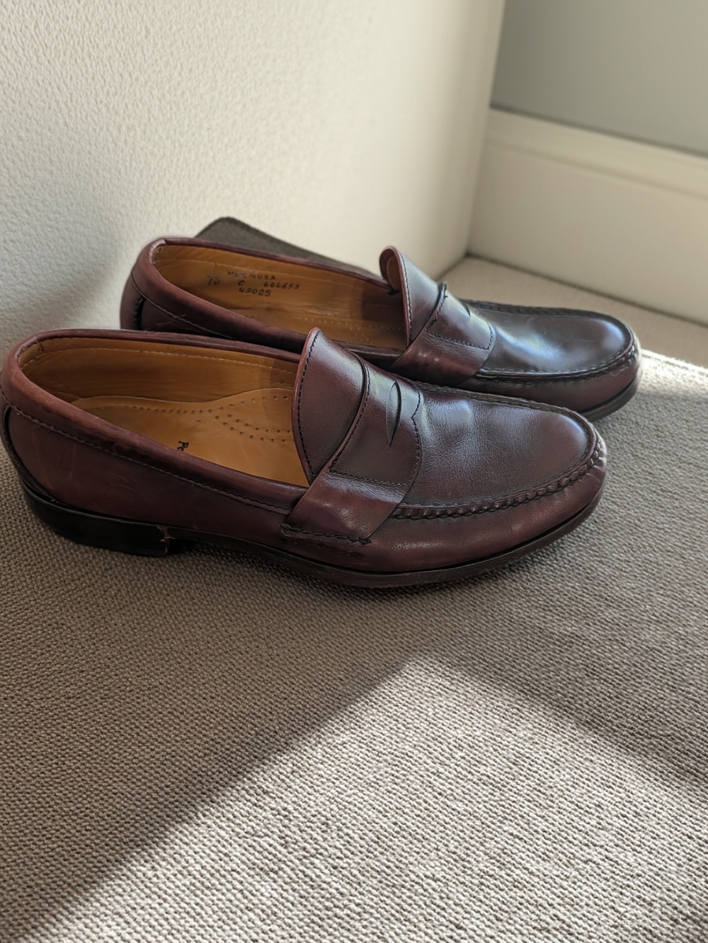 Vintage Allen Edmonds Men's 10 Burgundy Leather Penny Loafers